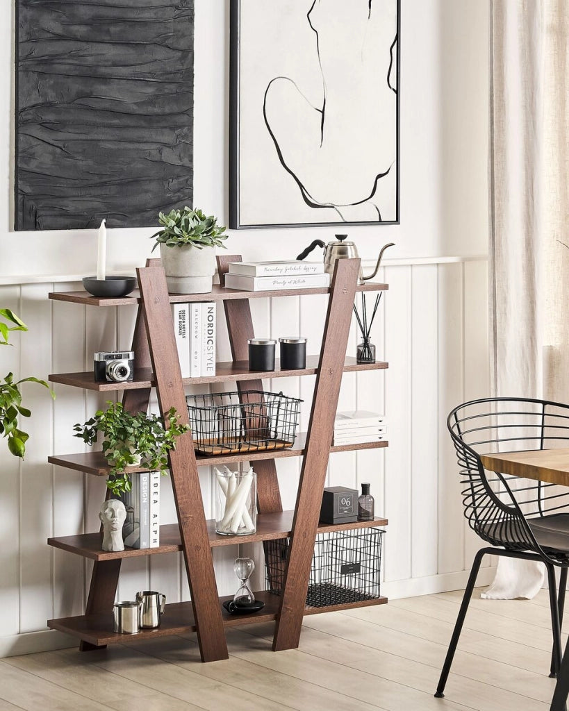 Libreria Marrone 116 x 100 cm 5 Ripiani Scandinavo stile moderno