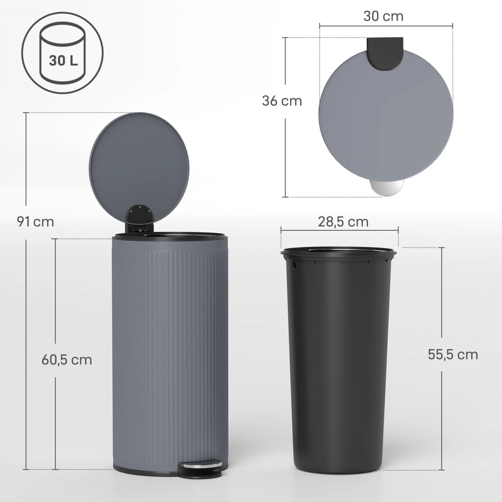 Cestino 30L con Pedale ¨C Minimal ¨C Grigio