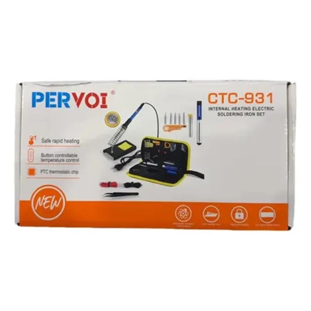 Trade Shop - Kit Saldatore Elettrico Stazione Di Saldatura Temperatura Regolabile Strumenti Punte Ctc-931 -