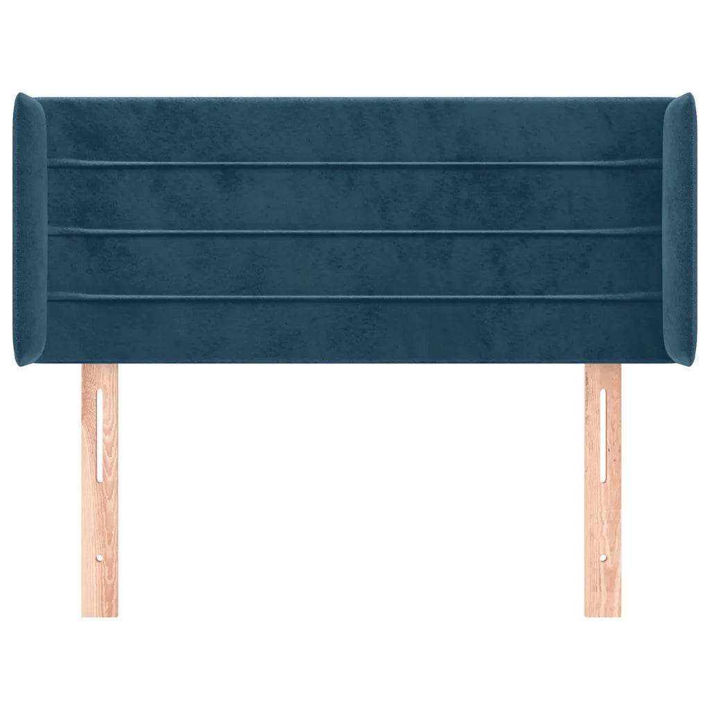 Testiera | Testata ad Orecchio Blu Scuro 93x16x78/88 cm in Velluto