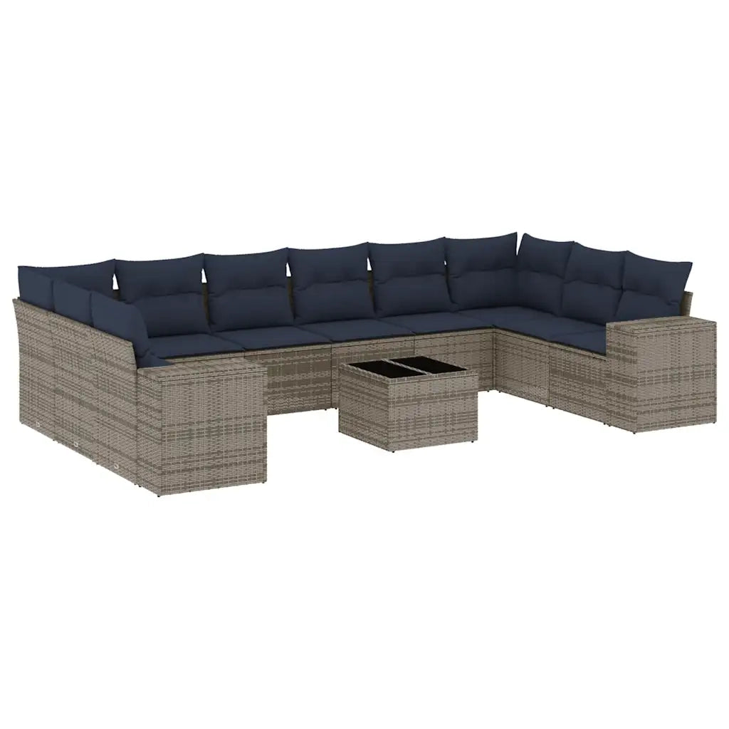 Set Divani da Giardino 11 pz con Cuscini Grigio in Polyrattan 3223080