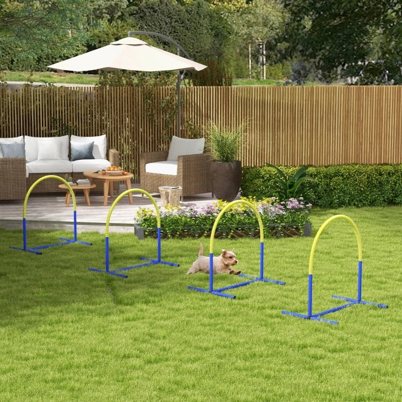 Set agility per cani con 4 archi e borsa, blu