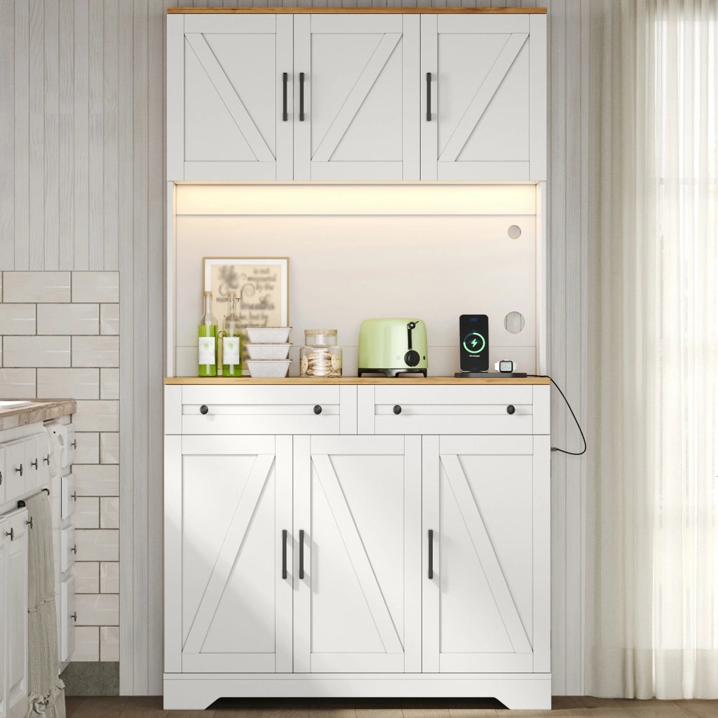 Dispensa da cucina con 2 cassetti; LED RGB e prese - per cucina - 100×40×180 cm