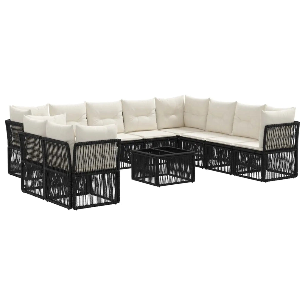Set Divano da Giardino 11 pz Nero polyrattan 3434272