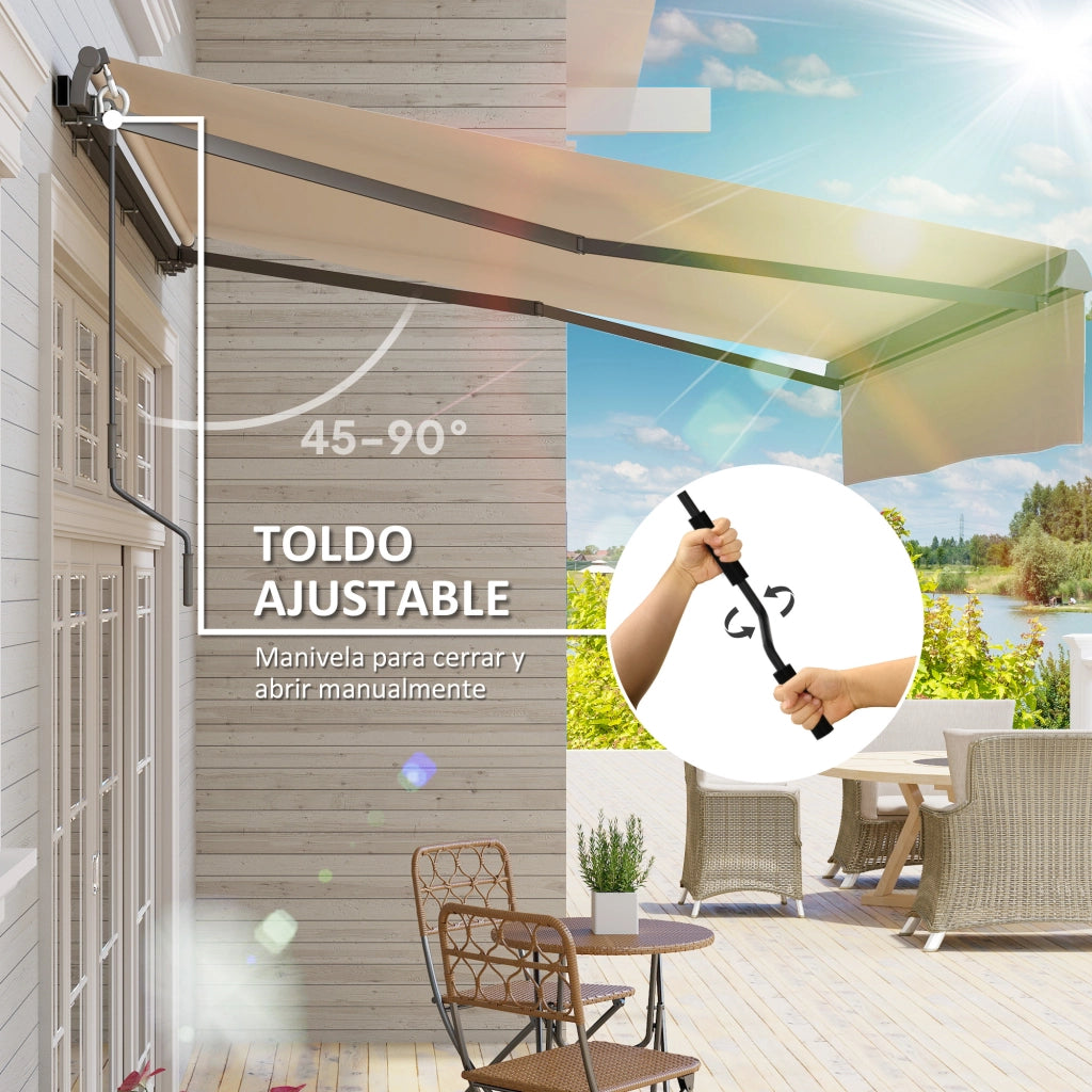 Tendone da Giardino Retrattile Manuale ¨C zephmum ¨C Crema 295x200 cm