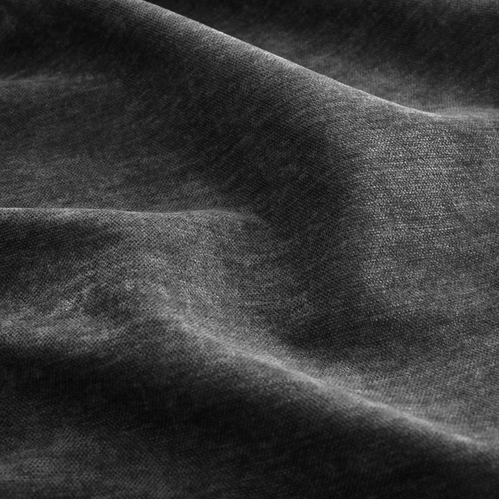 Divano panoramico a U in ciniglia nero con 2 pouf contenitore e schienale alto 264.5 × 142.5 × 84 cm