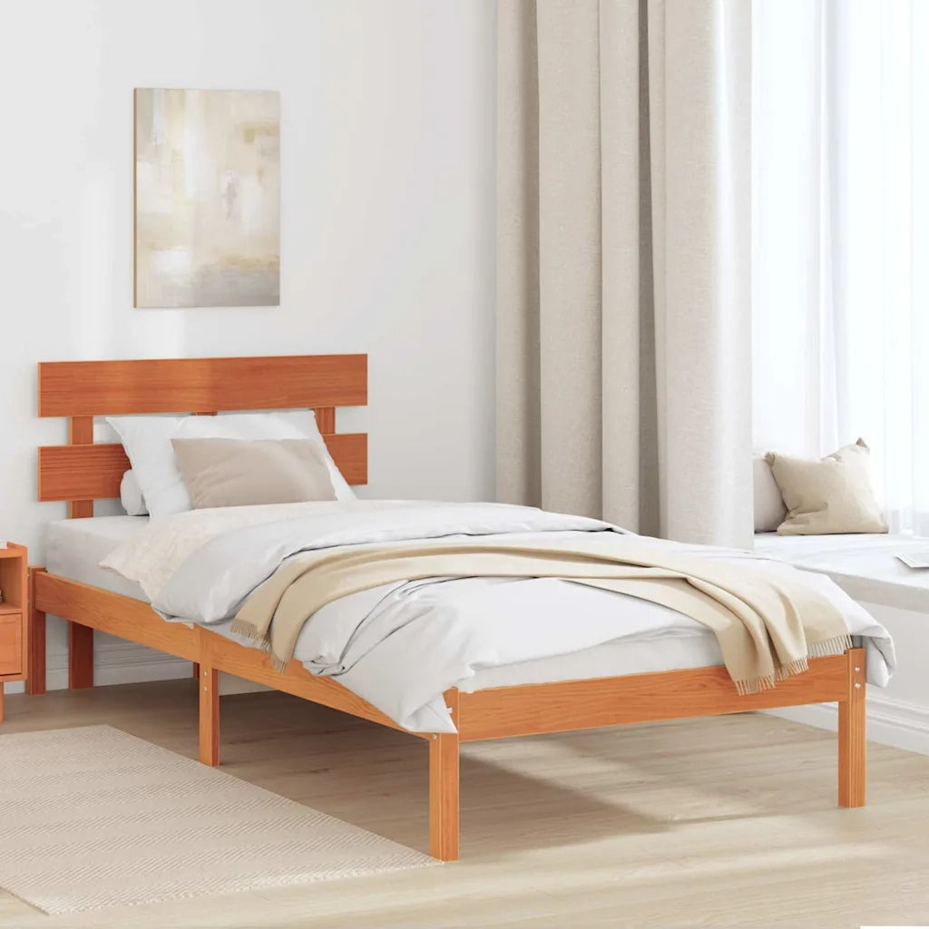 Struttura del letto Marrone 75 x 190 cm Legno massello di pino 872148