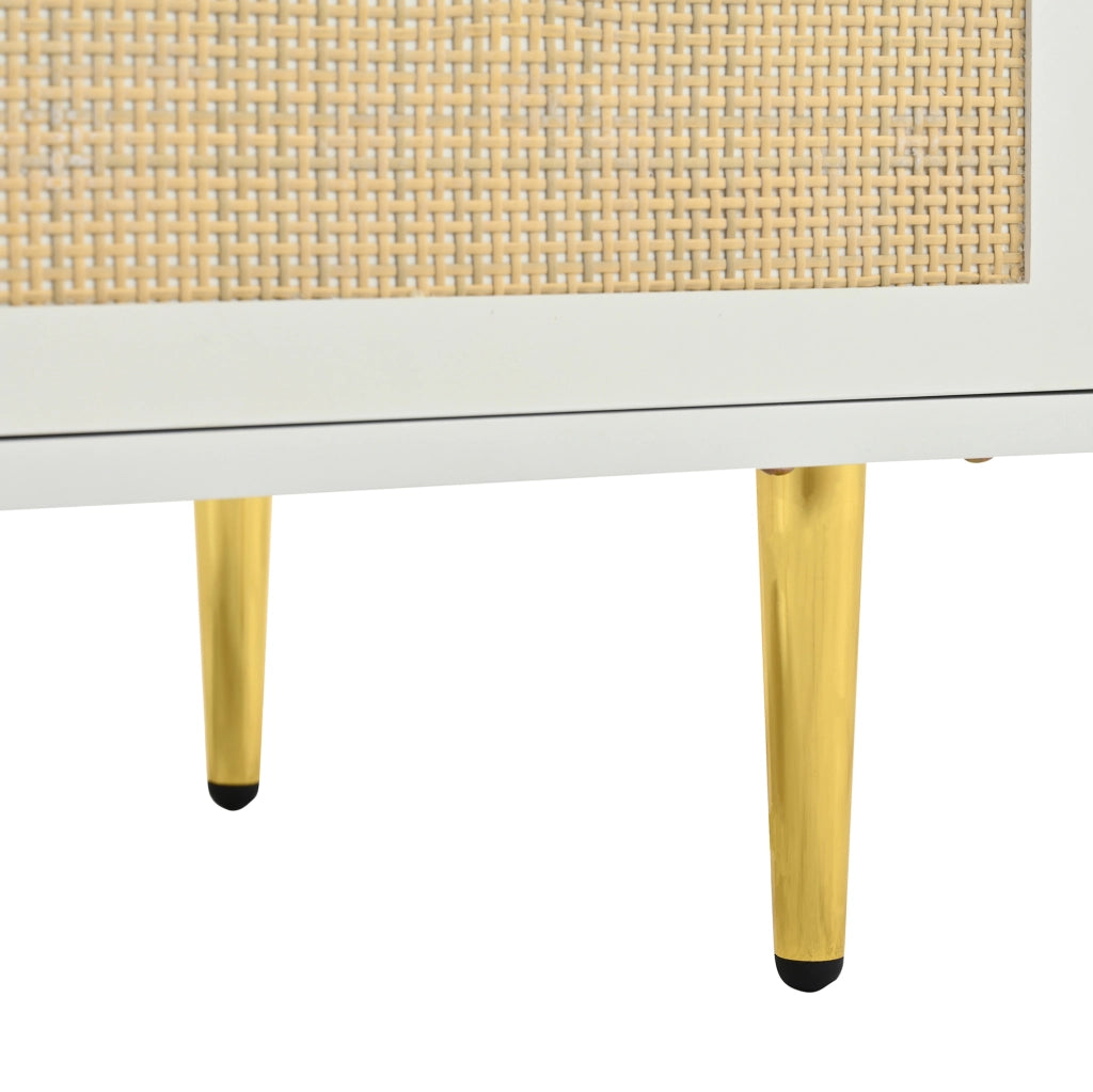 ARMADIO a 2 ante 80x48x175 cm Bianco e Naturale con cassetto e barra appendiabiti