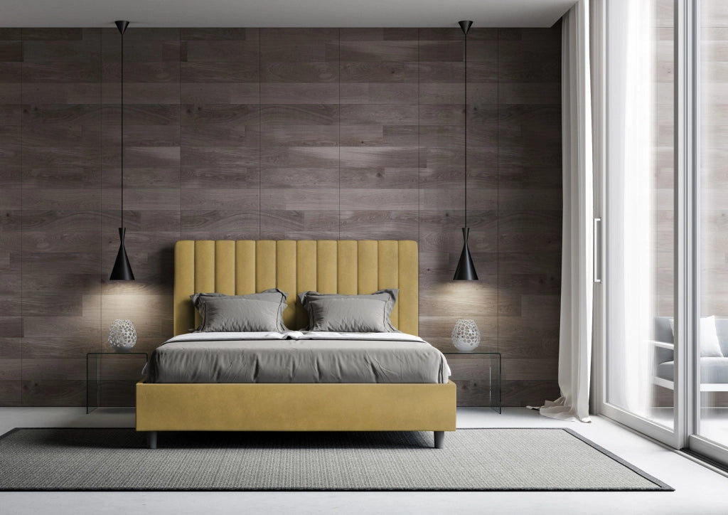 ityhome Letto matrimoniale king size con rete imbottito 170x200 microfibra grigio Agueda