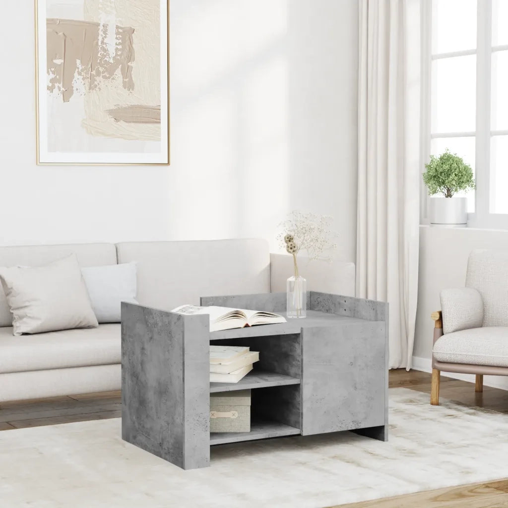 Tavolino Salotto-Tavolino da soggiorno-Tavolo Grigio Cemento 80x50x50 cm Legno Multistrato 186301