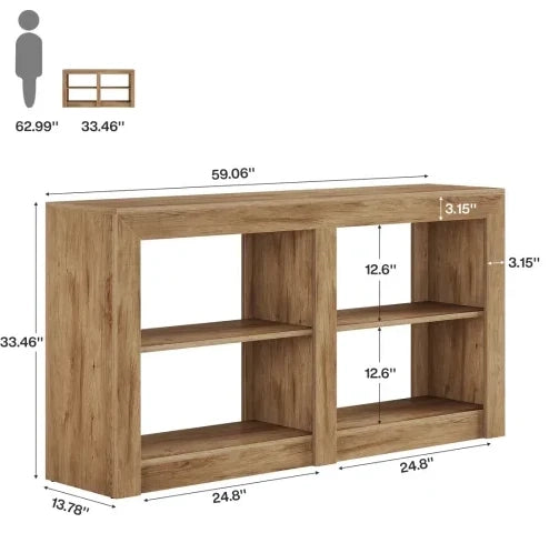 Tavolo Consolle a 3 Ripiani in MDF 150x35x85 cm, Tavolo d'Ingresso Rustico