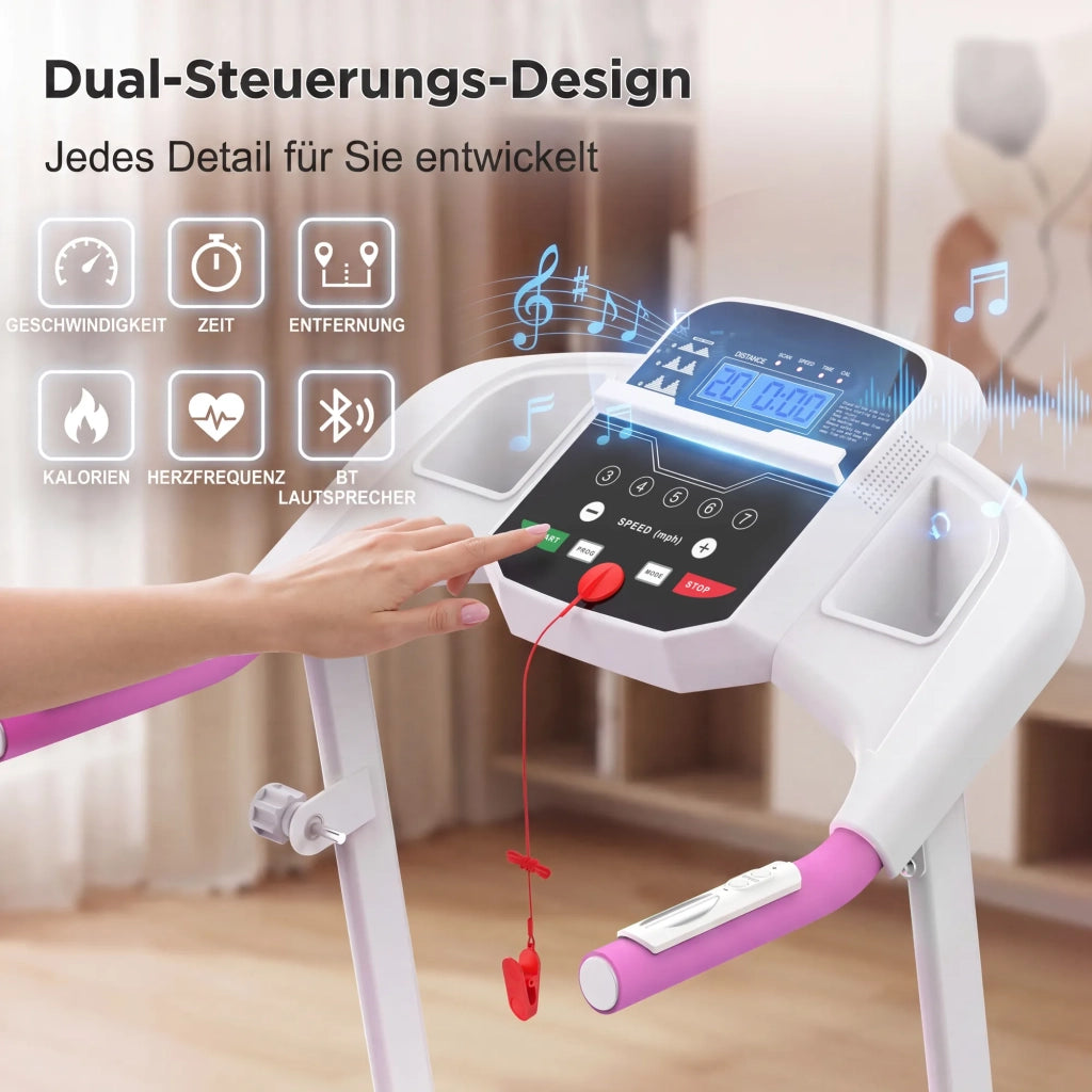 Tapis Roulant Elettrico Pieghevole 2,5 CV con Inclinazione e Maniglie, Compatto per Casa, Portatile, Capacità 120 kg
