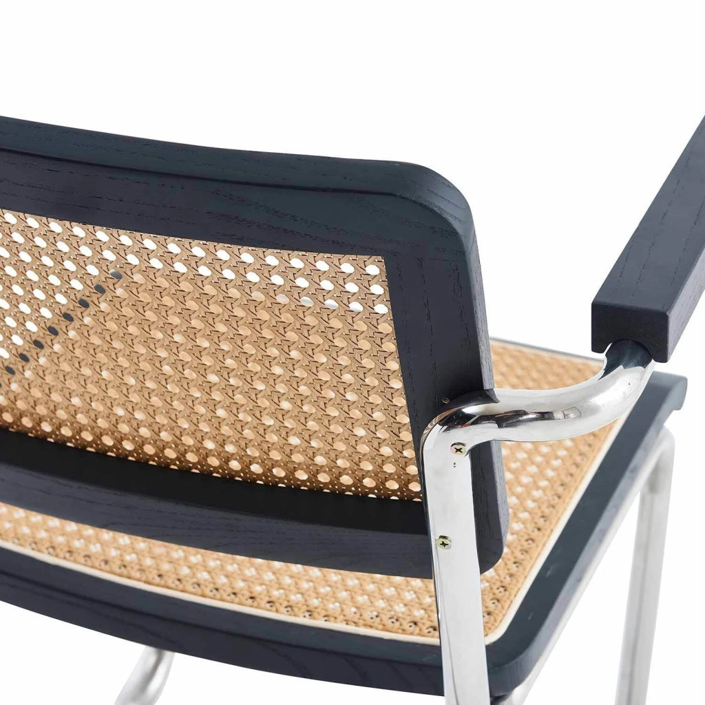 LÚZETE - SEDIA WEBSTER CON BRACCIOLI IN RATTAN NERO PL