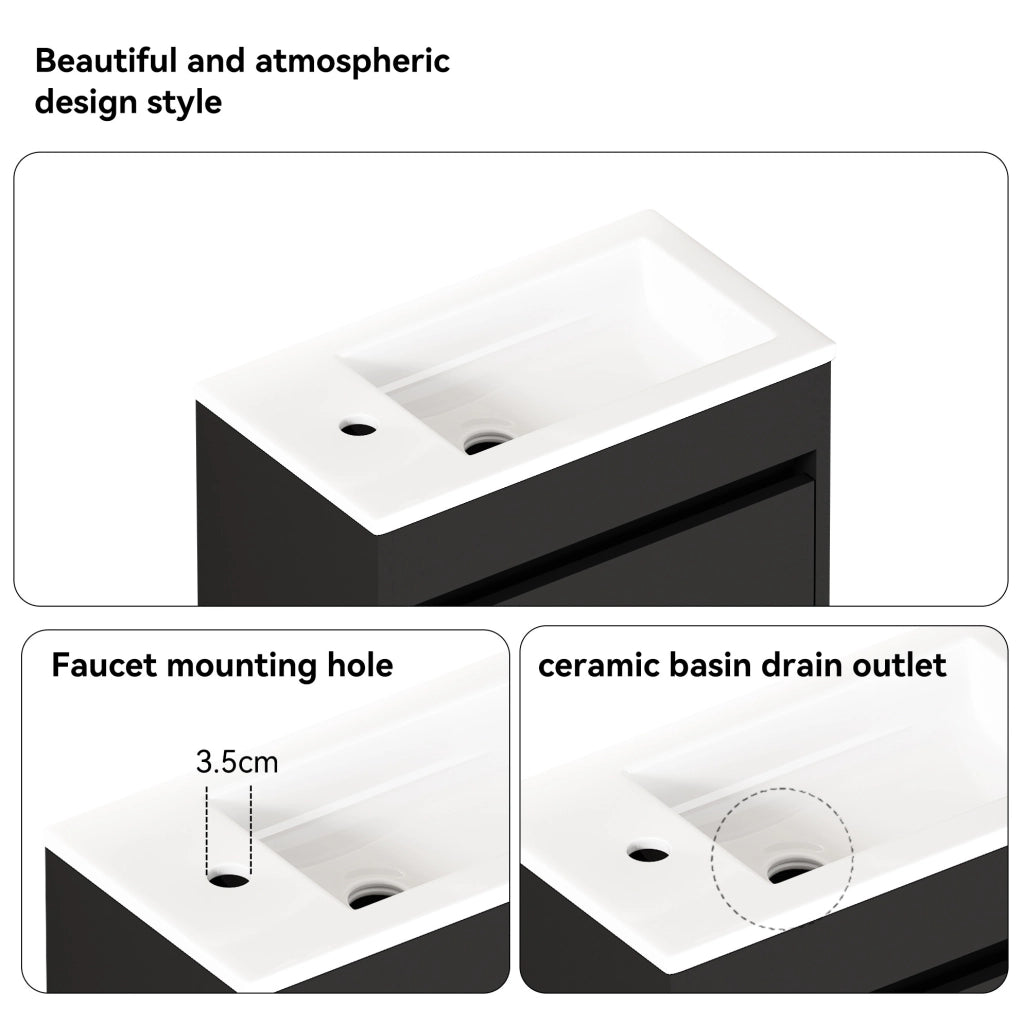 Mobile bagno ULEVR nero da 46 cm con anta soft-close, mobile contenitore in MDF