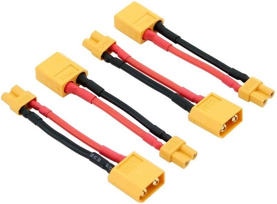 Adattatore XT60 maschile a XT30 femminile - 4 pezzi - Fili 16 AWG - Utile per caricabatterie - Lunghezza del filo 5 cm - Adatto per hobby e DIY