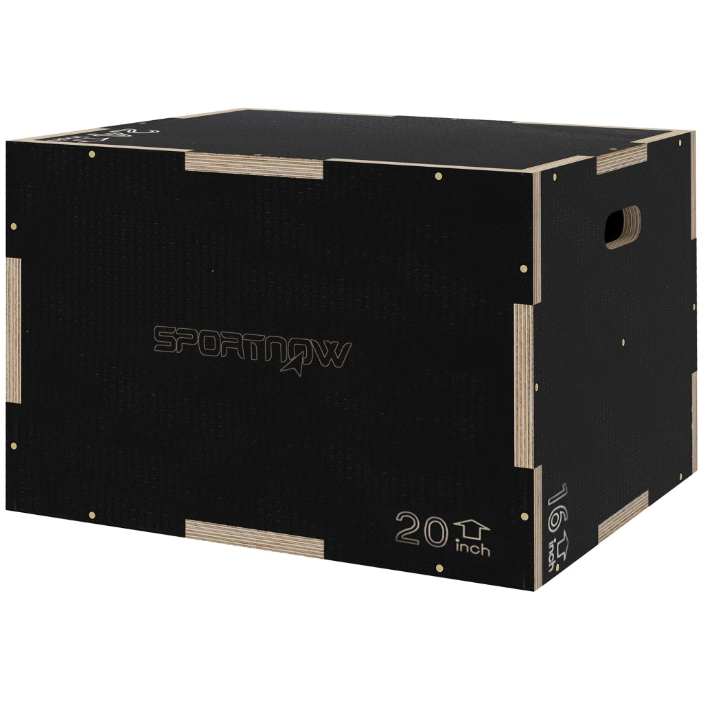 Plyo Box Pieghevole in Legno con Maniglie ¨C Xylo ¨C 61x51x41 cm Nero Carico 120 kg