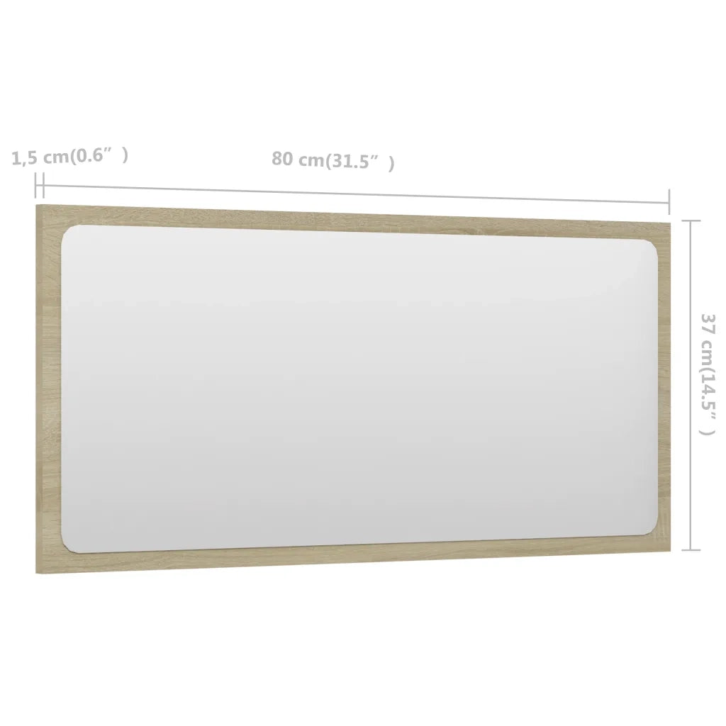 Specchio da Bagno Rovere Sonoma 80x1,5x37 cm Legno Multistrato 804617
