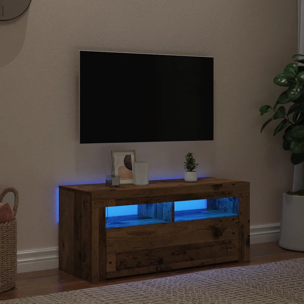 Mobile TV | Armadietto TV | Mobile Porta TV con LED Legno Antico 90x35x40 cm Multistrato