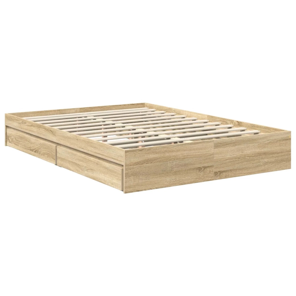 Letto con Contenitore con testiera Rovere Sonoma 140 x 200 cm 3409554