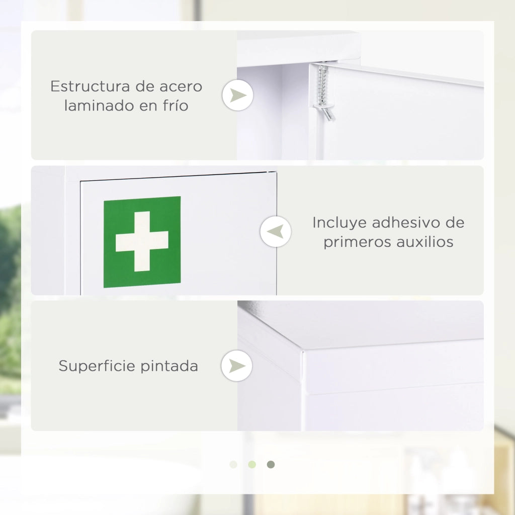 Armadietto Medicinali da Parete ¨C Xylo ¨C Acciaio Bianco con 3 Ripiani 40x15x53,5 cm