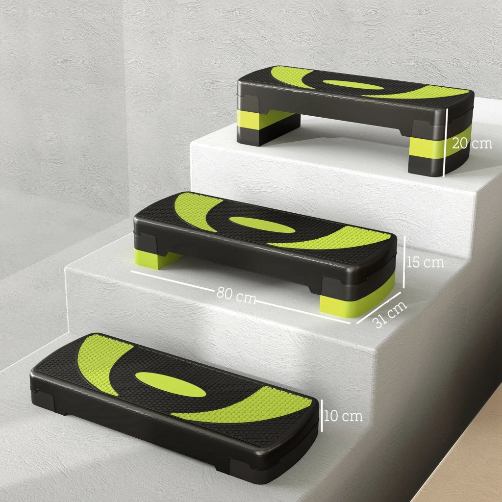 Step Aerobica Regolabile 3 Altezzze (10/15/20 cm), Fitness Indoor/Outdoor, Portata 150 kg, Verde