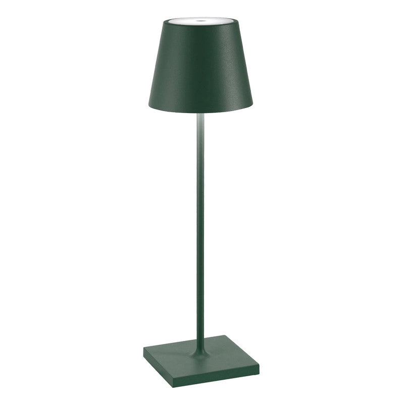 Lampada a led da tavolo Poldina Pro Verde Scuro ricaricabile e dimmerabile con batteria fino a 12 ore