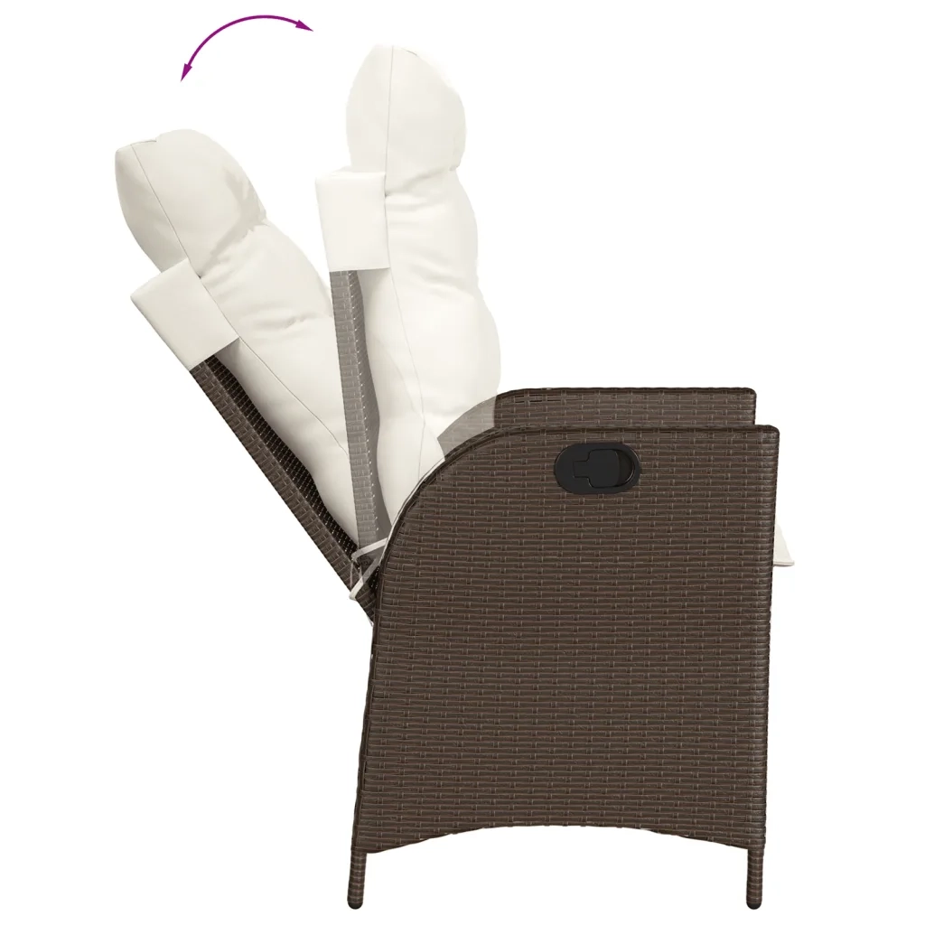 Set Bistrò 3 pz con Cuscini Marrone in Polyrattan 365274