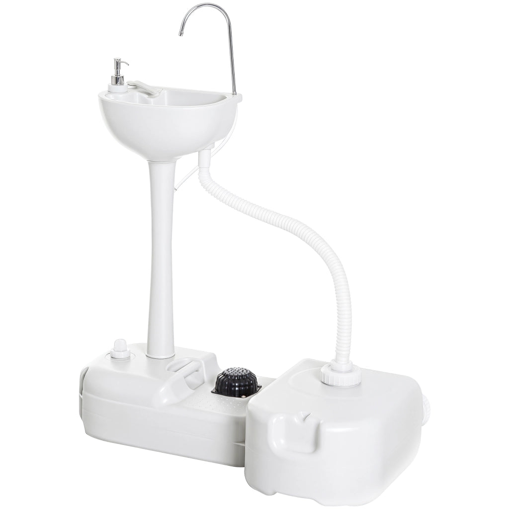 Lavabo Portatile da Campeggio con 2 Ruote, Serbatoio Acqua 17L e Serbatoio Sapone 2.5L, 83x50x103cm