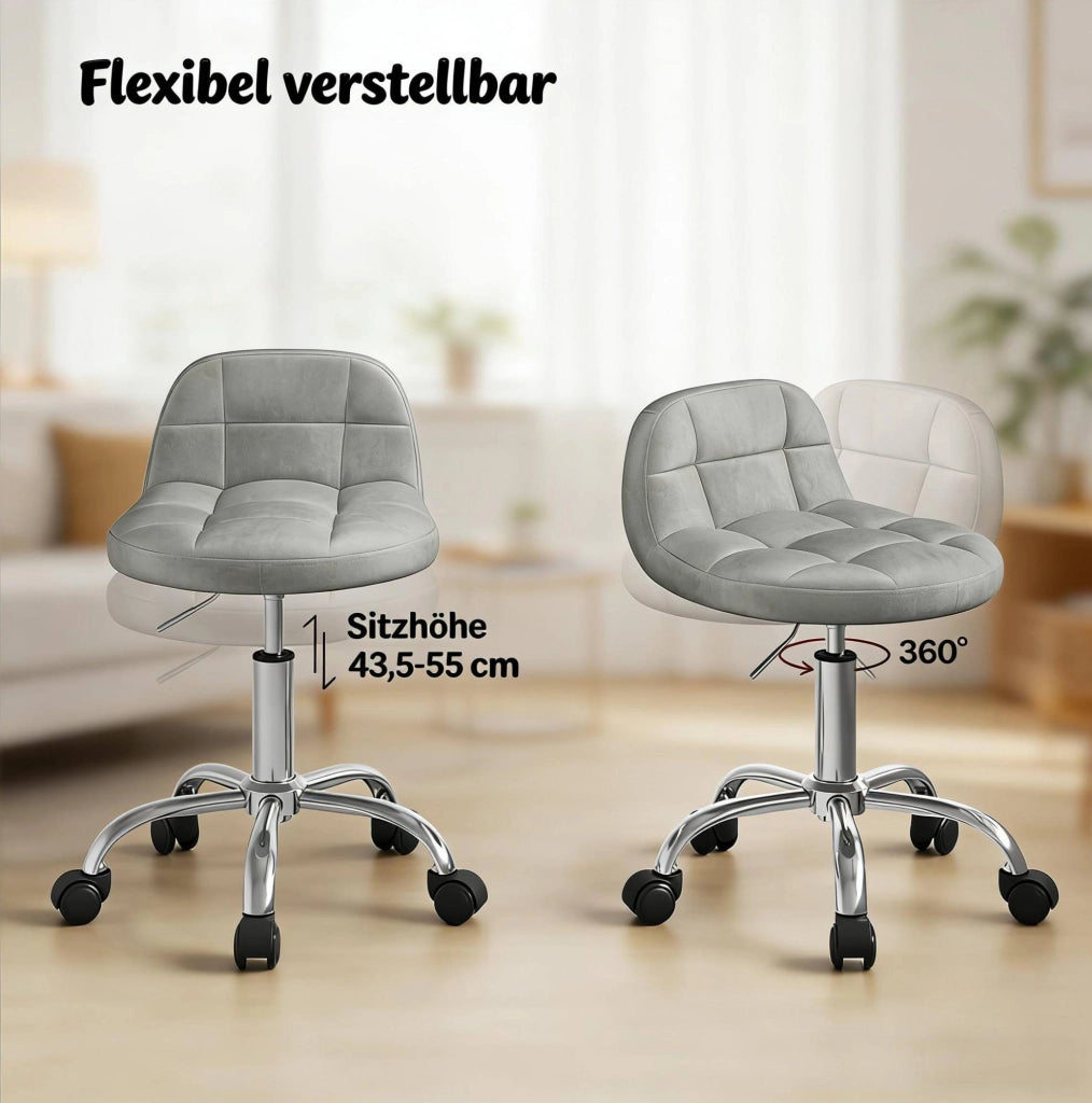 Sedia da ufficio girevole in velluto grigio chiaro