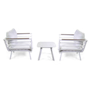Salotto alluminio Riverside bianco (bracciolo in hpl) 3 pezzi