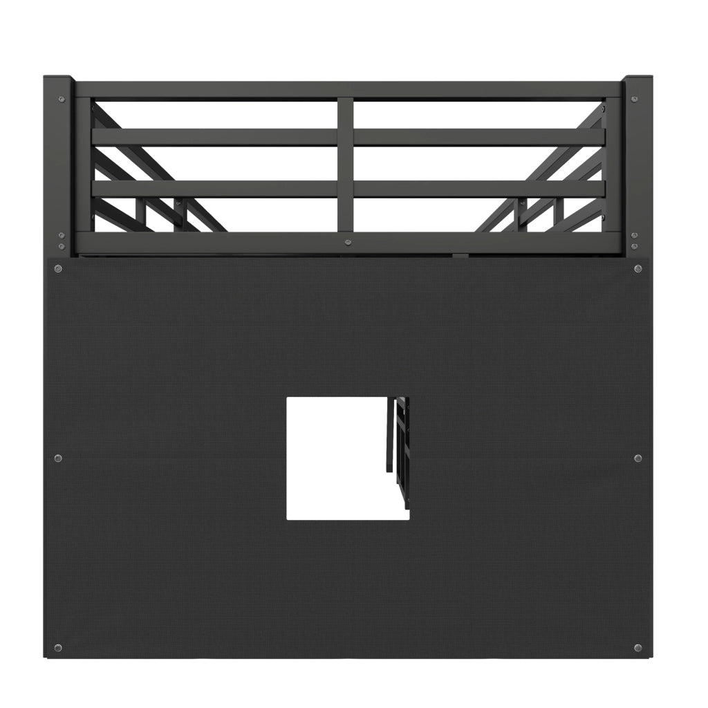 Letto a soppalco basso 90x200 cm con 7 cassetti; LED e area gioco nero