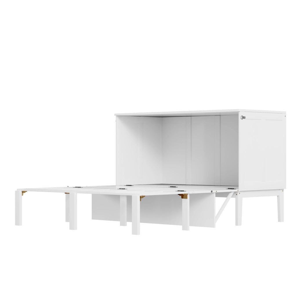 Letto a scomparsa verticale 140 × 200 cm 2 posti, con vani sottoletto e ripiano, senza materasso, bianco