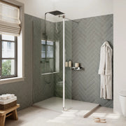 Doccia walk-in 60cm + anta 40cm vetro 8mm trasparente profili cromo | Keros