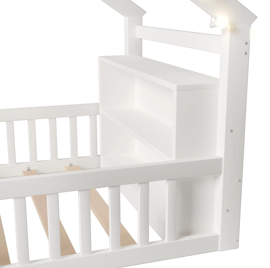 LETTO per bambini a casetta con sponde 90x190 cm in legno bianco