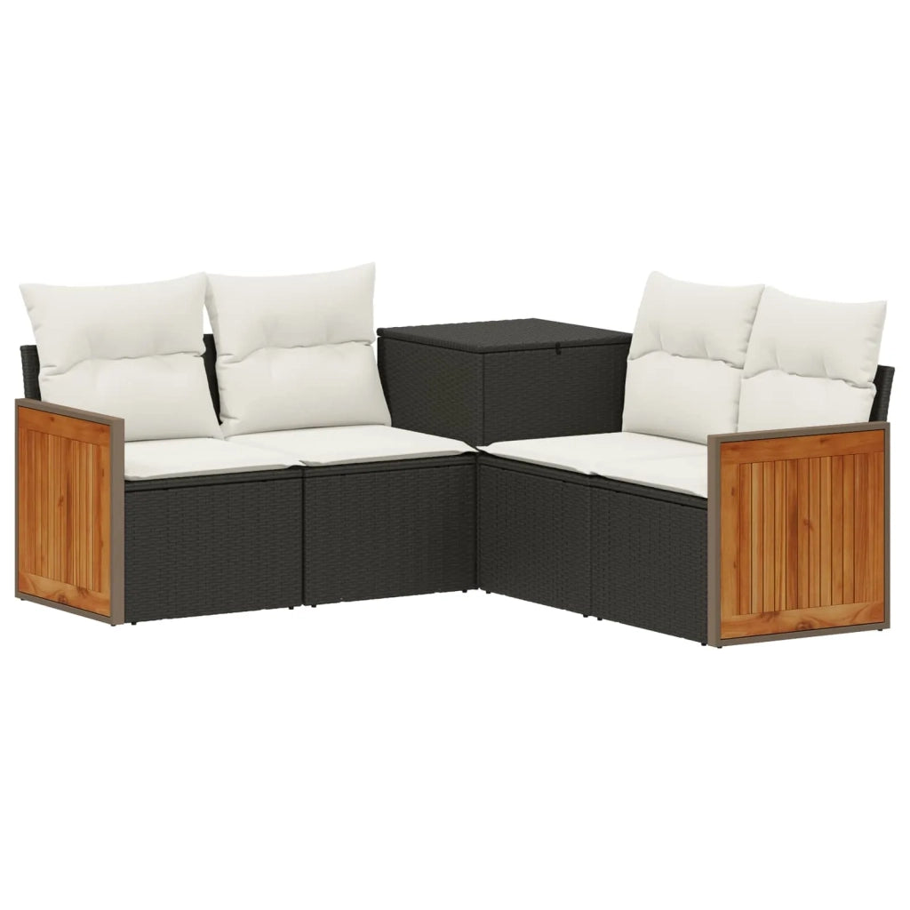Set di divani 5 pz Nero e Bianco Crema 3447957