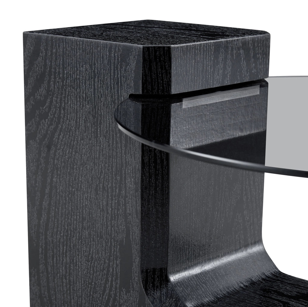 Set tavolini da salotto rotondi separabili in MDF e vetro grigio HOMVRA