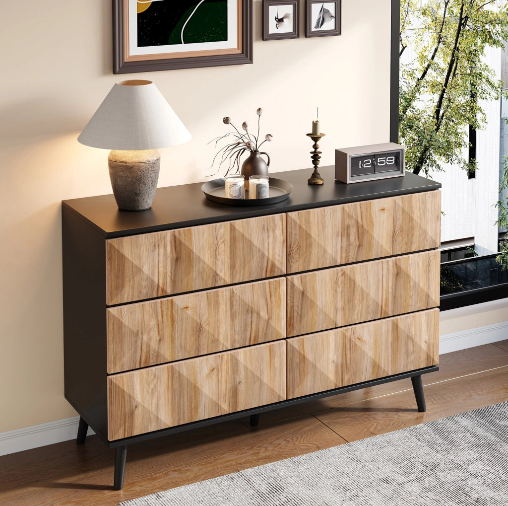 Sideboard moderno 120x40x85 cm con 6 cassetti