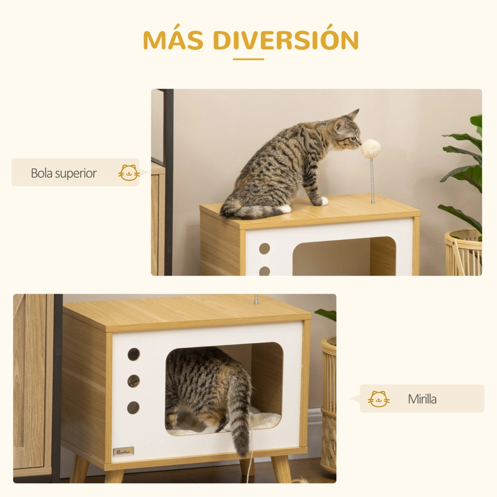 Casetta per Gatti ¨C zephmum ¨C Legno Rovere 50x28x43 cm