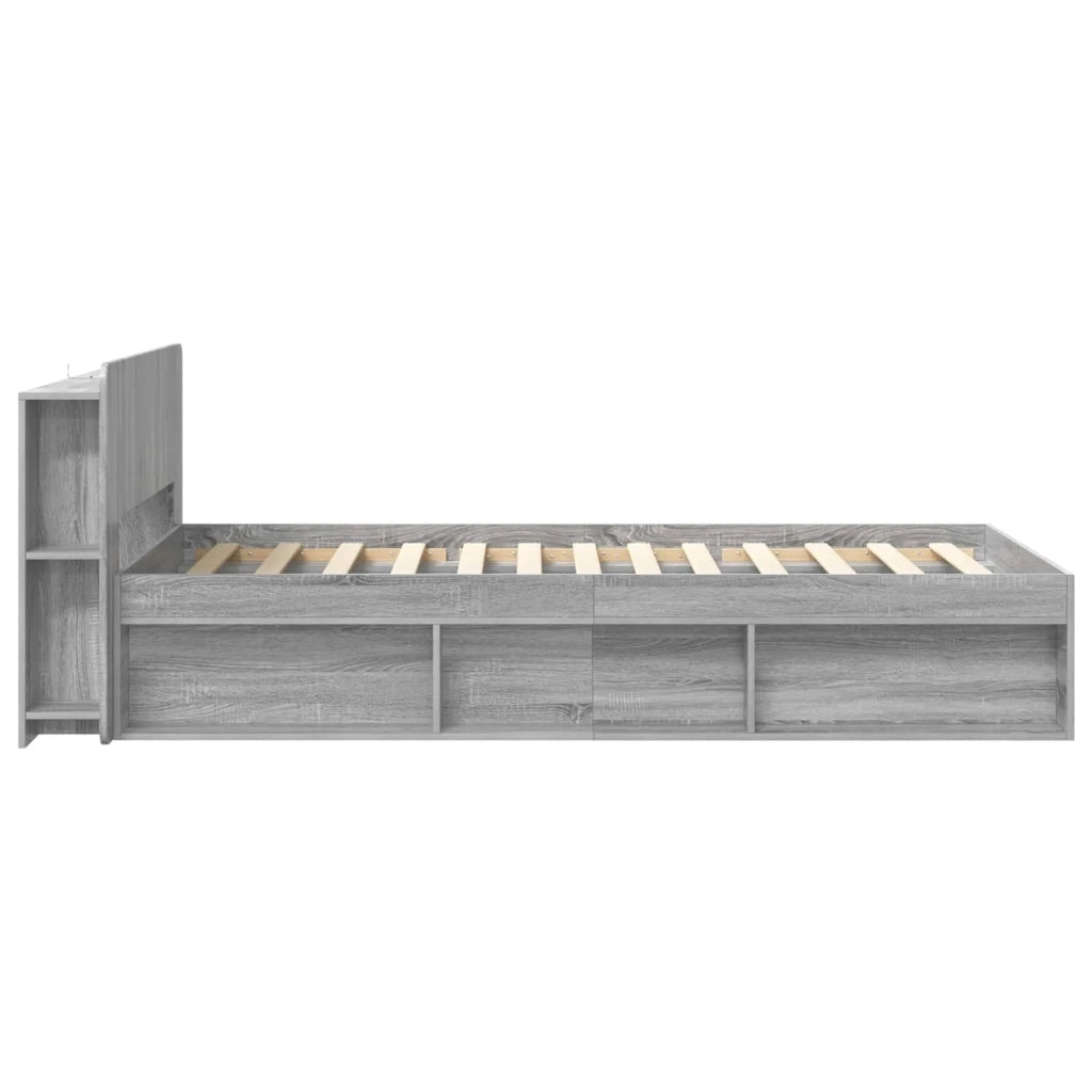Letto singolo | Letto per adulti | Telaio del letto con storage Sonoma grigio 100 x 200 cm