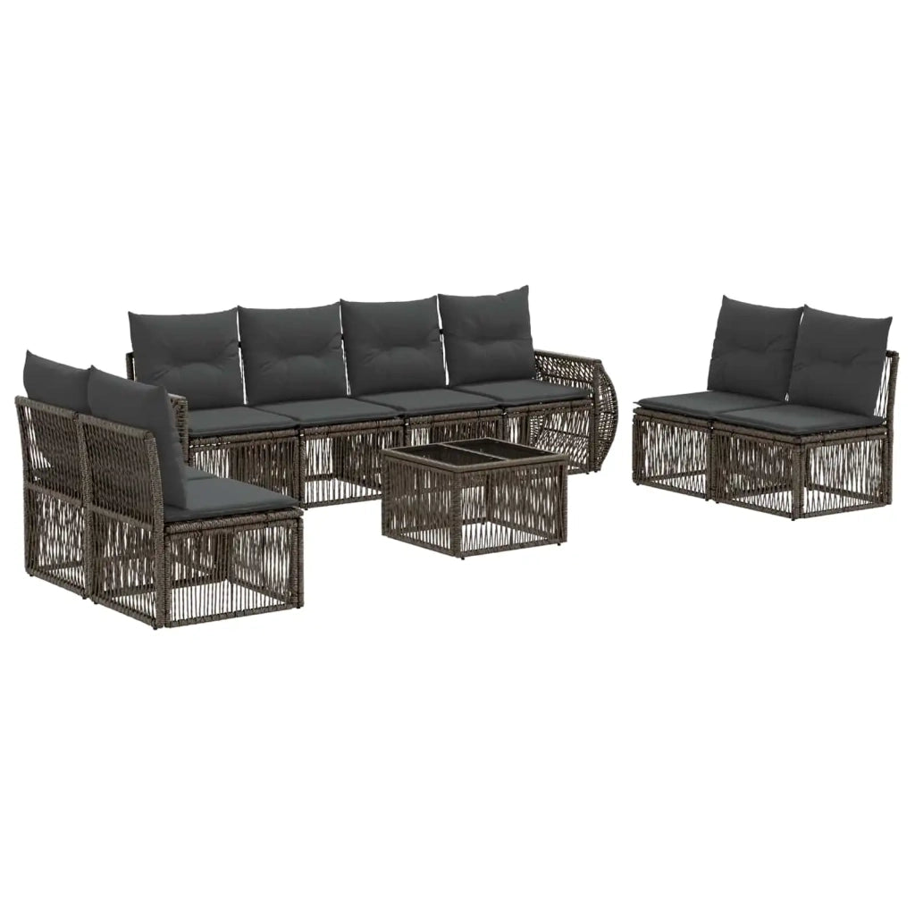 Set Divano da Giardino 9 pz Grigio e Grigio Scuro polyrattan 3435395
