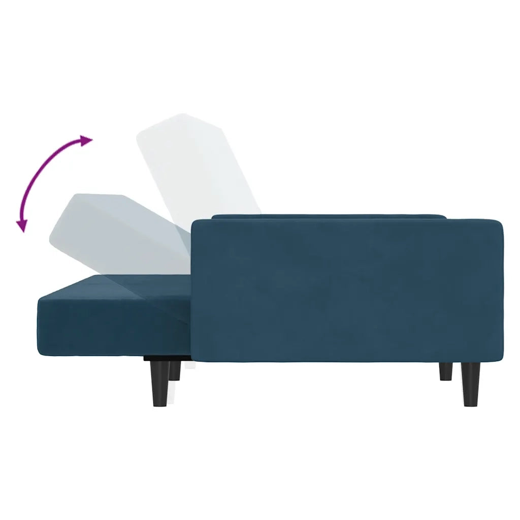 Divano letto | Sof¨¤ letto | Letto singolo a 2 Posti Blu in Velluto
