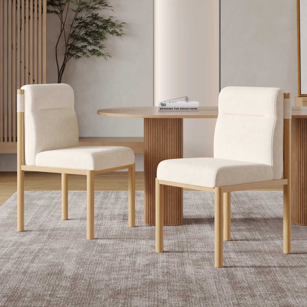 SEDIA Da pranzo Set da 2 pezzi Beige in Sherpa e metallo