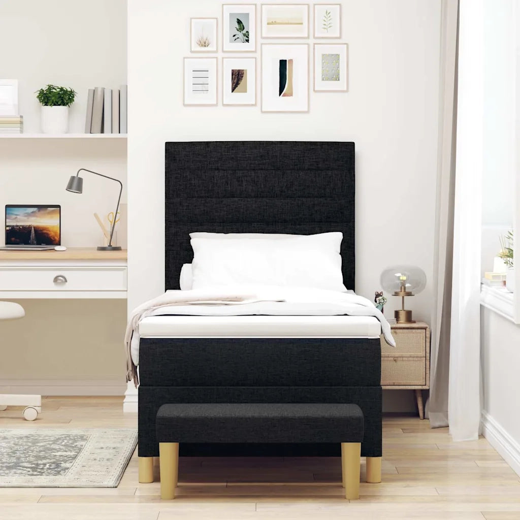 Letto a molle con materasso Nero 100 x 200 cm Tessuto
