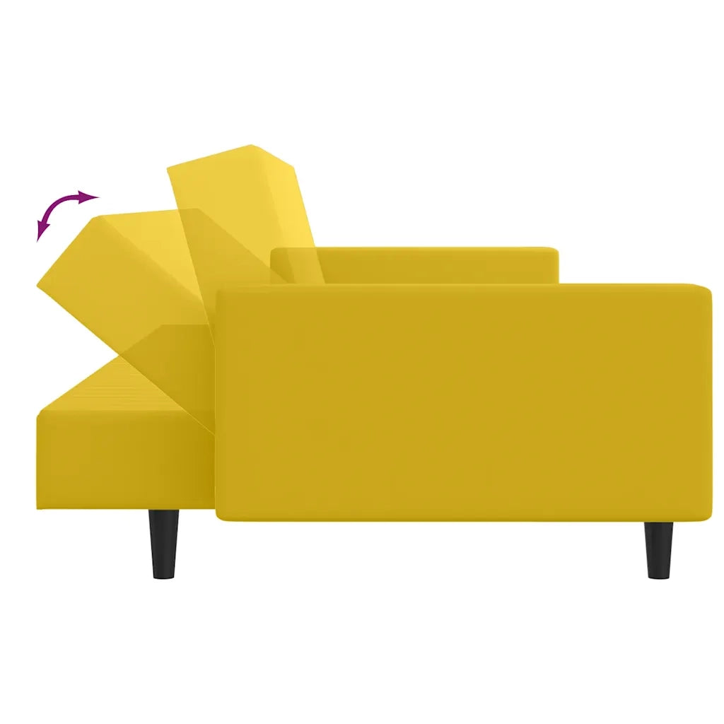 Divano letto | Sof¨¤ letto | Letto singolo a 2 Posti Giallo in Velluto