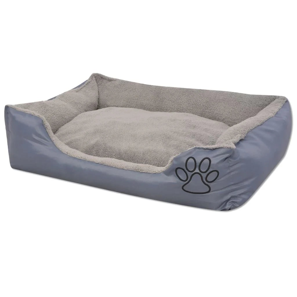 Cuccia per cani con cuscino imbottito 50 cm grigio 02_0001570