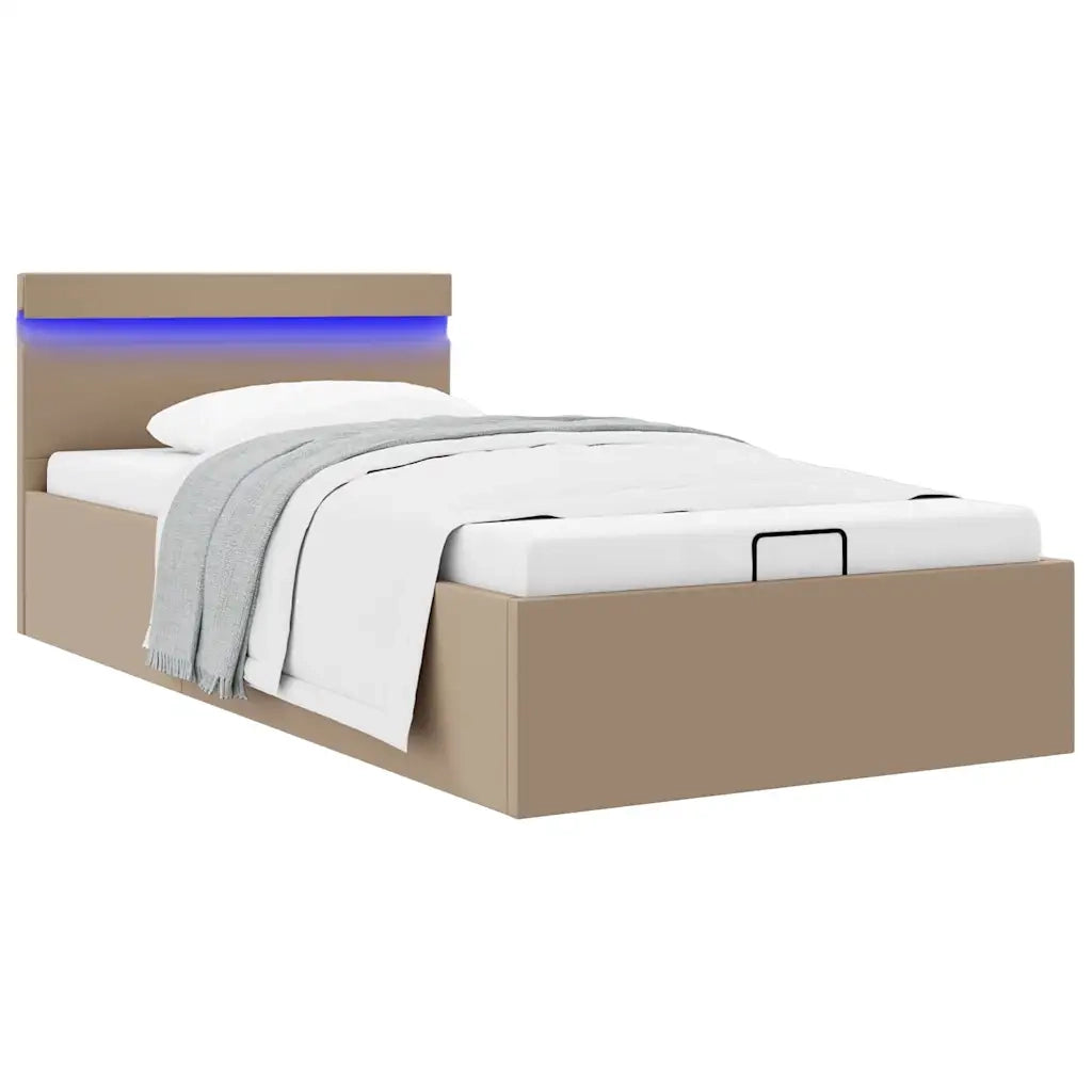 Giroletto Idraulico con LED-Struttura Letto Cappuccino Similpelle 90x200 cm