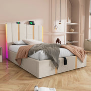 Letto singolo 90x200 contenitore beige con materasso