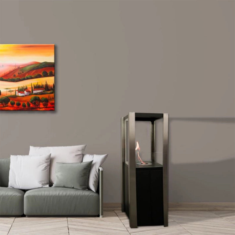 Biocamino pavimento Nevada Nero 1,5 kW – vetro frontale, altezza 120 cm, potenza decorativa – Tecno Air System
