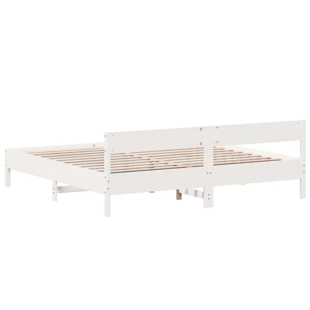 Giroletto senza Materasso Bianco 180x200 cm Legno Massello Pino