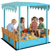 Sandbox in legno con coperchio e sedile pieghevole ¨C Minimal ¨C blu